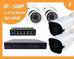 IP 5MP solution with 4 IP cameras and NVR up to 9 - 5MP IP CCTV cameras (HDD selling separate) 